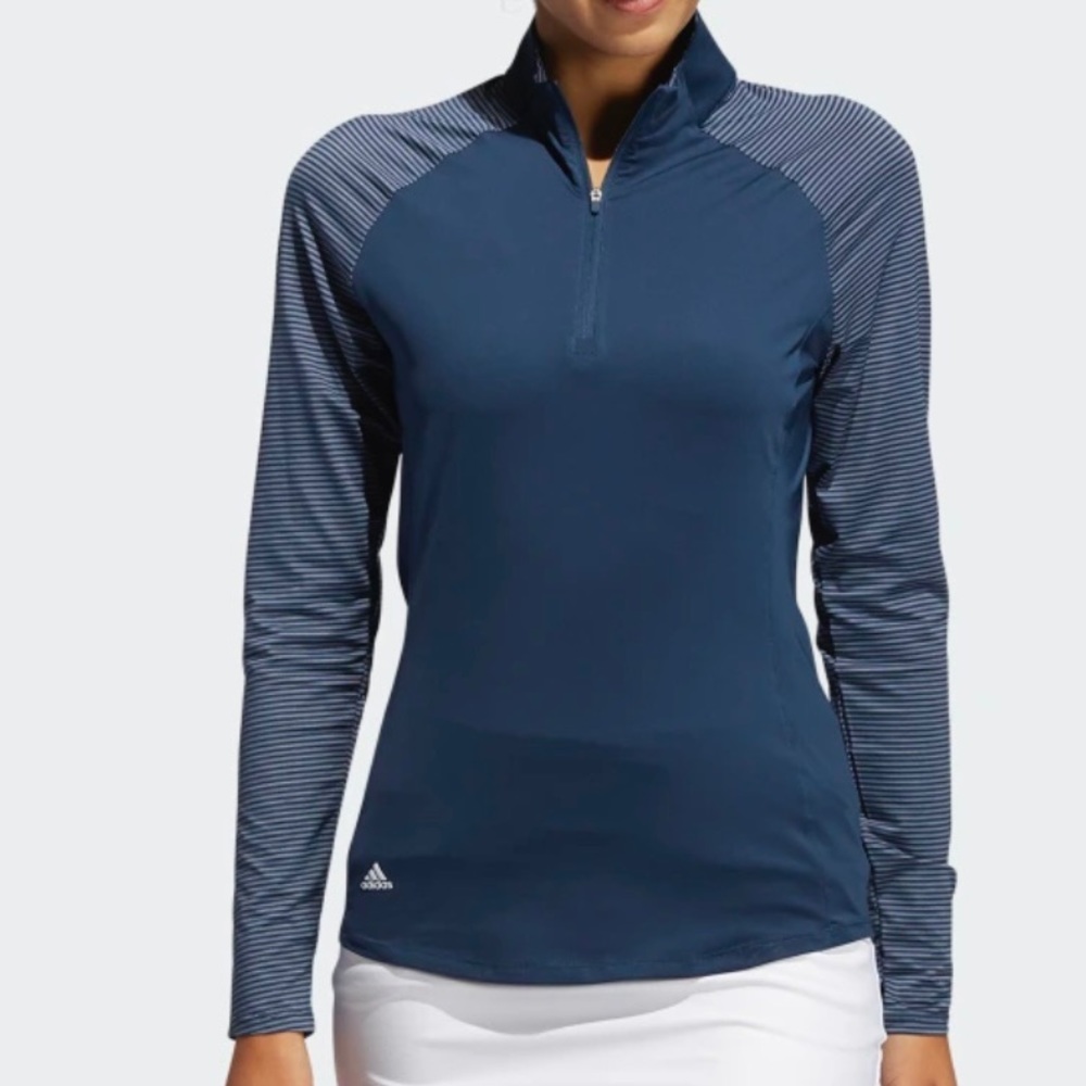 adidas Womens Solid UV Long Sleeve Golf Shirt (New w/o tags) - Navy - Large